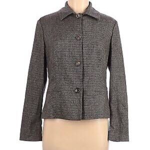 Piazza Sempione Gray Herringbone Wool Jacket Blazer Career Office Sz IT 42 US M